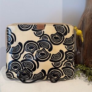 Fossil Key Per Black and Cream Cosmetic or Accessory Bag.  Abstract Pattern